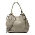 Shoulder Bag Convertible Tote Grey Vitello Daino Leather