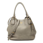 Shoulder Bag Convertible Tote Grey Vitello Daino Leather