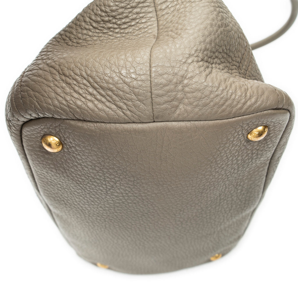Shoulder Bag Convertible Tote Grey Vitello Daino Leather