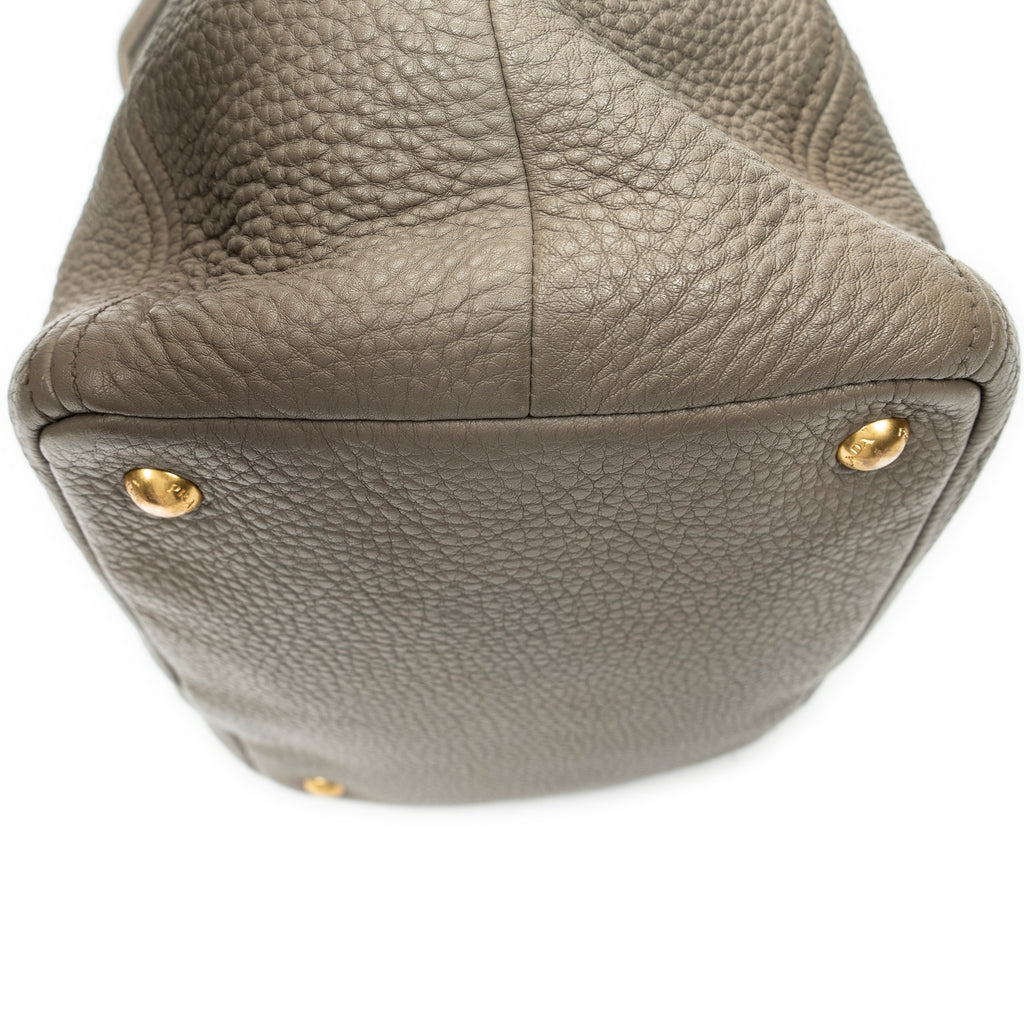 Shoulder Bag Convertible Tote Grey Vitello Daino Leather
