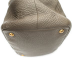 Shoulder Bag Convertible Tote Grey Vitello Daino Leather