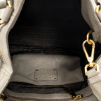 Shoulder Bag Convertible Tote Grey Vitello Daino Leather