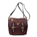 Shoulder Bag Small Flap Buckle Messenger Burgundy Nylon Canvas