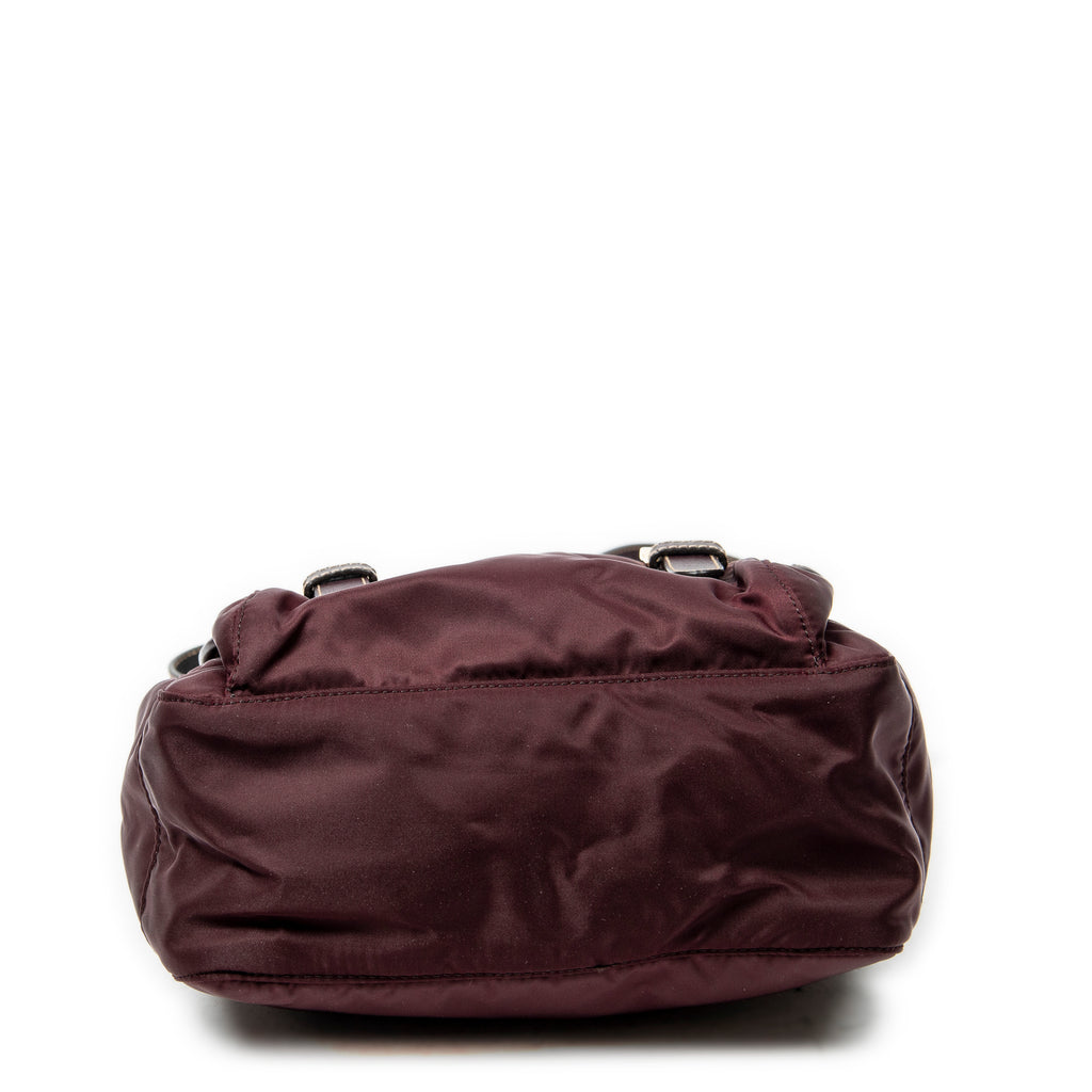 Shoulder Bag Small Flap Buckle Messenger Burgundy Nylon Canvas