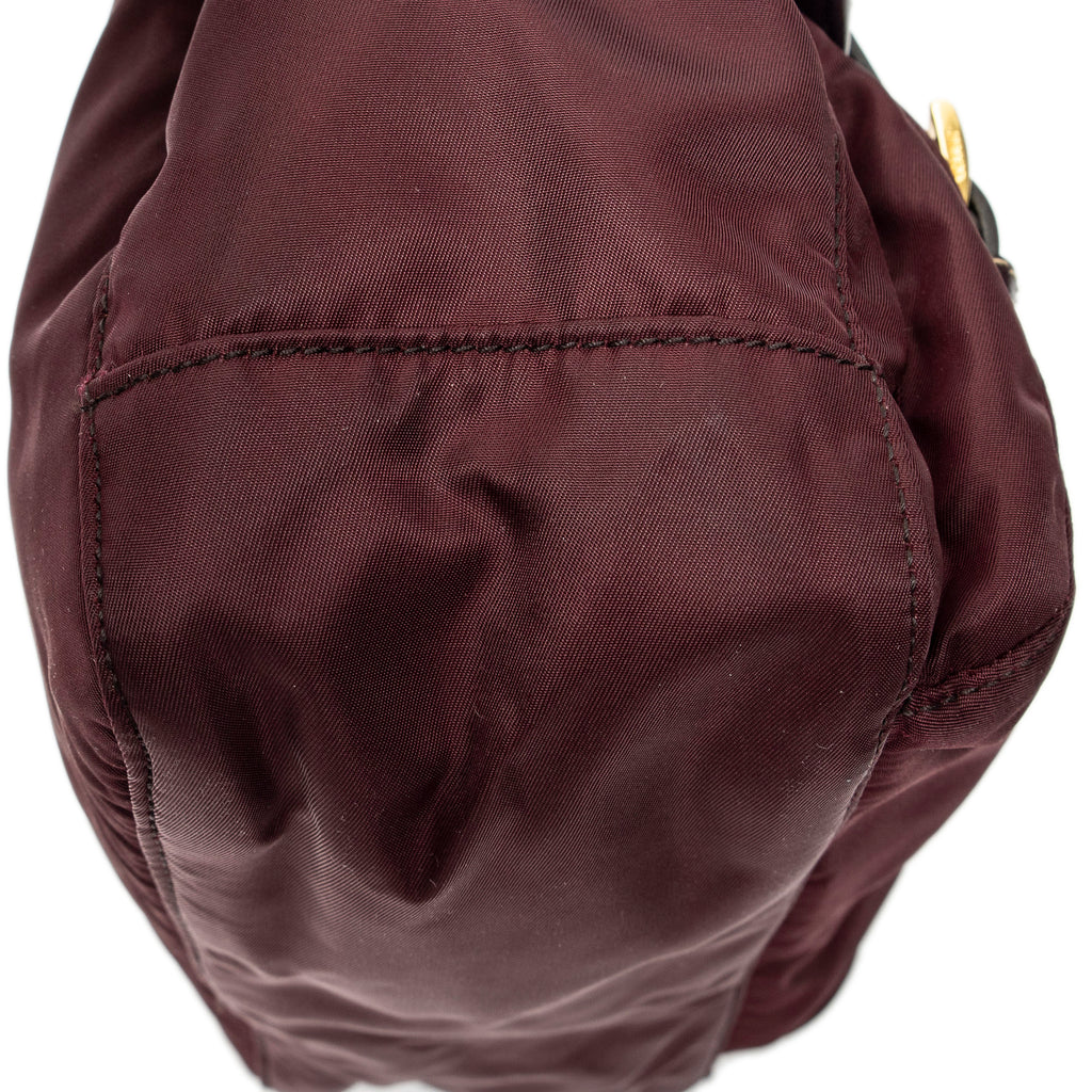 Shoulder Bag Small Flap Buckle Messenger Burgundy Nylon Canvas
