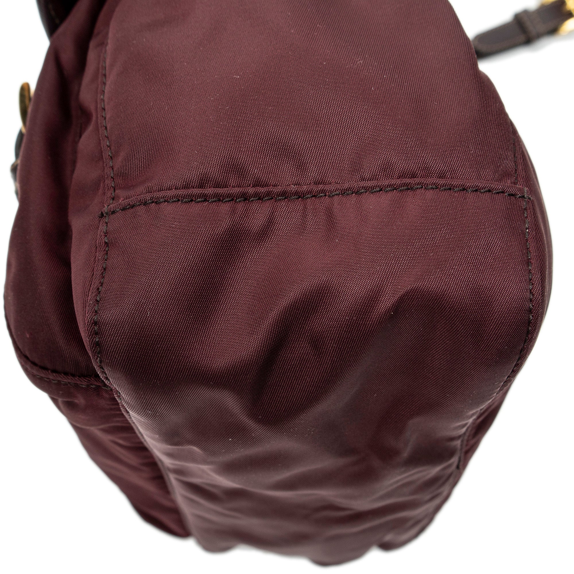Shoulder Bag Small Flap Buckle Messenger Burgundy Nylon Canvas