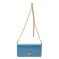 Shoulder Bag Wallet on Chain Blue Vitello Move Leather
