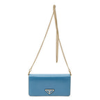 Shoulder Bag Wallet on Chain Blue Vitello Move Leather