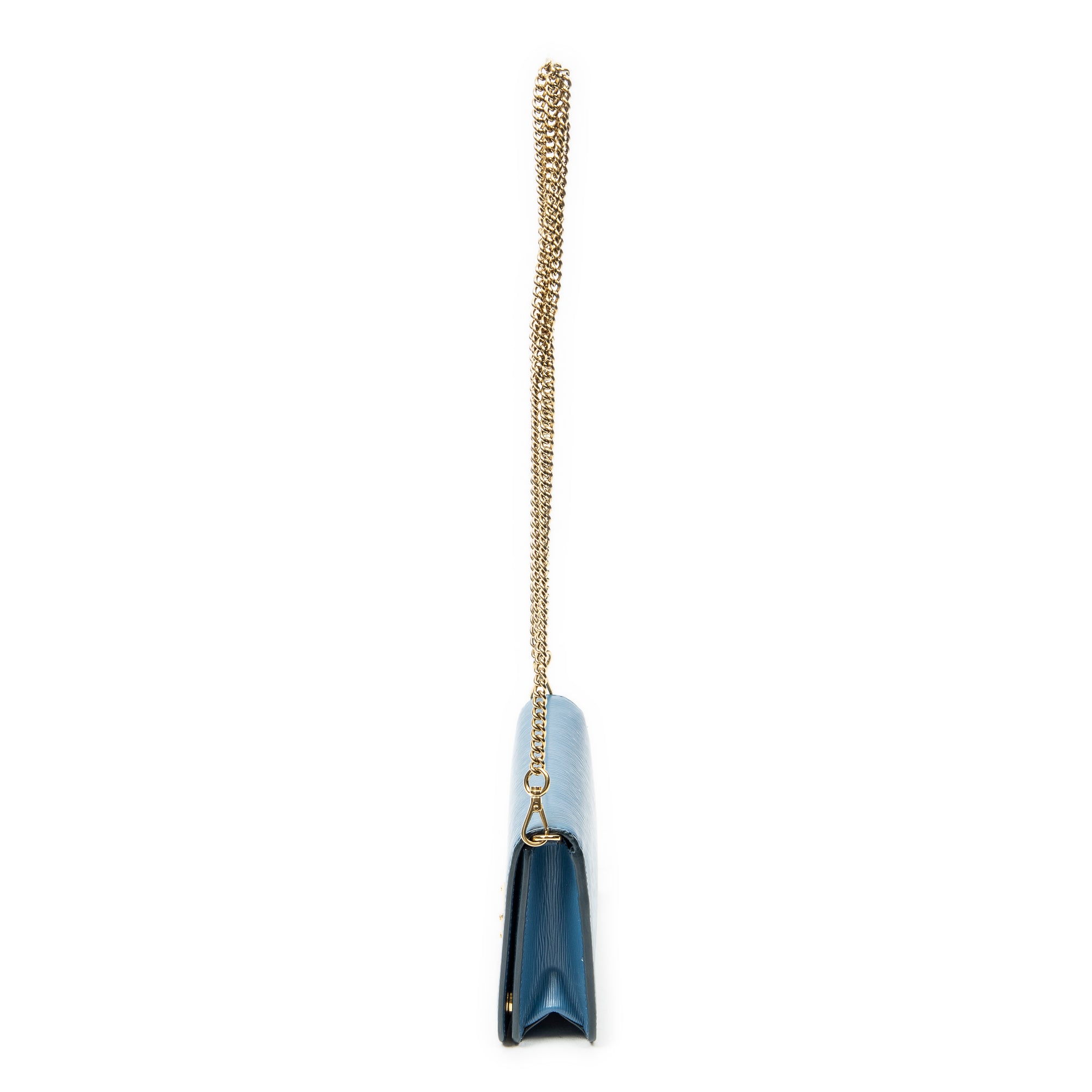 Shoulder Bag Wallet on Chain Blue Vitello Move Leather