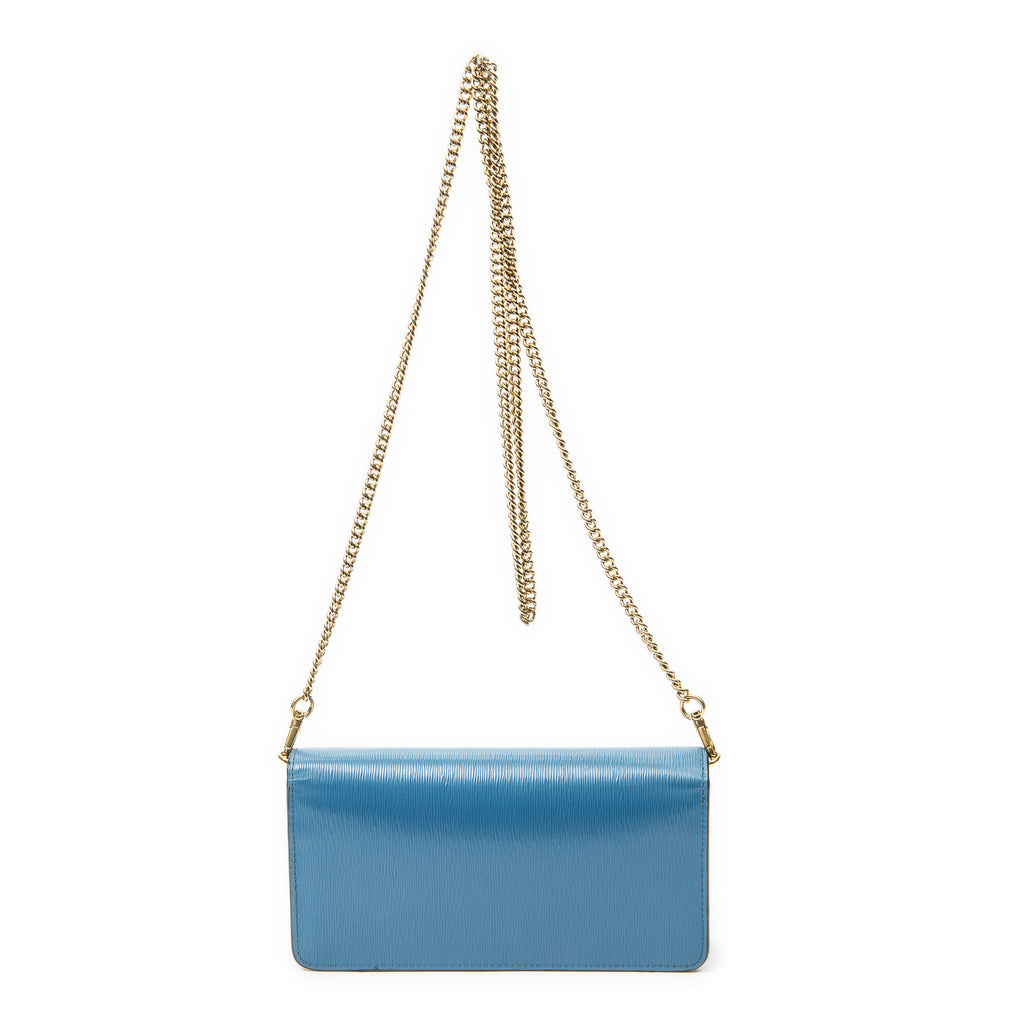 Shoulder Bag Wallet on Chain Blue Vitello Move Leather