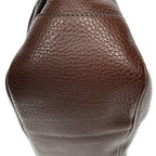 Shoulder Bag Side Drawstring Push Lock Flap Dark Brown Vitello Daino Leather