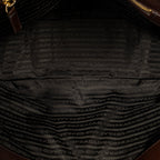 Shoulder Bag Side Drawstring Push Lock Flap Dark Brown Vitello Daino Leather