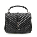 Shoulder Bag Medium College Bag Black Quilted Chevron Leather