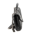 Shoulder Bag Medium College Bag Black Quilted Chevron Leather