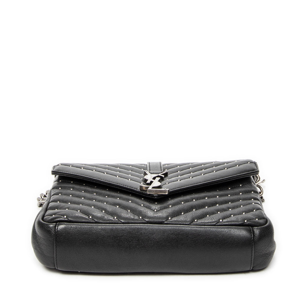 Shoulder Bag Medium College Bag Black Quilted Chevron Leather