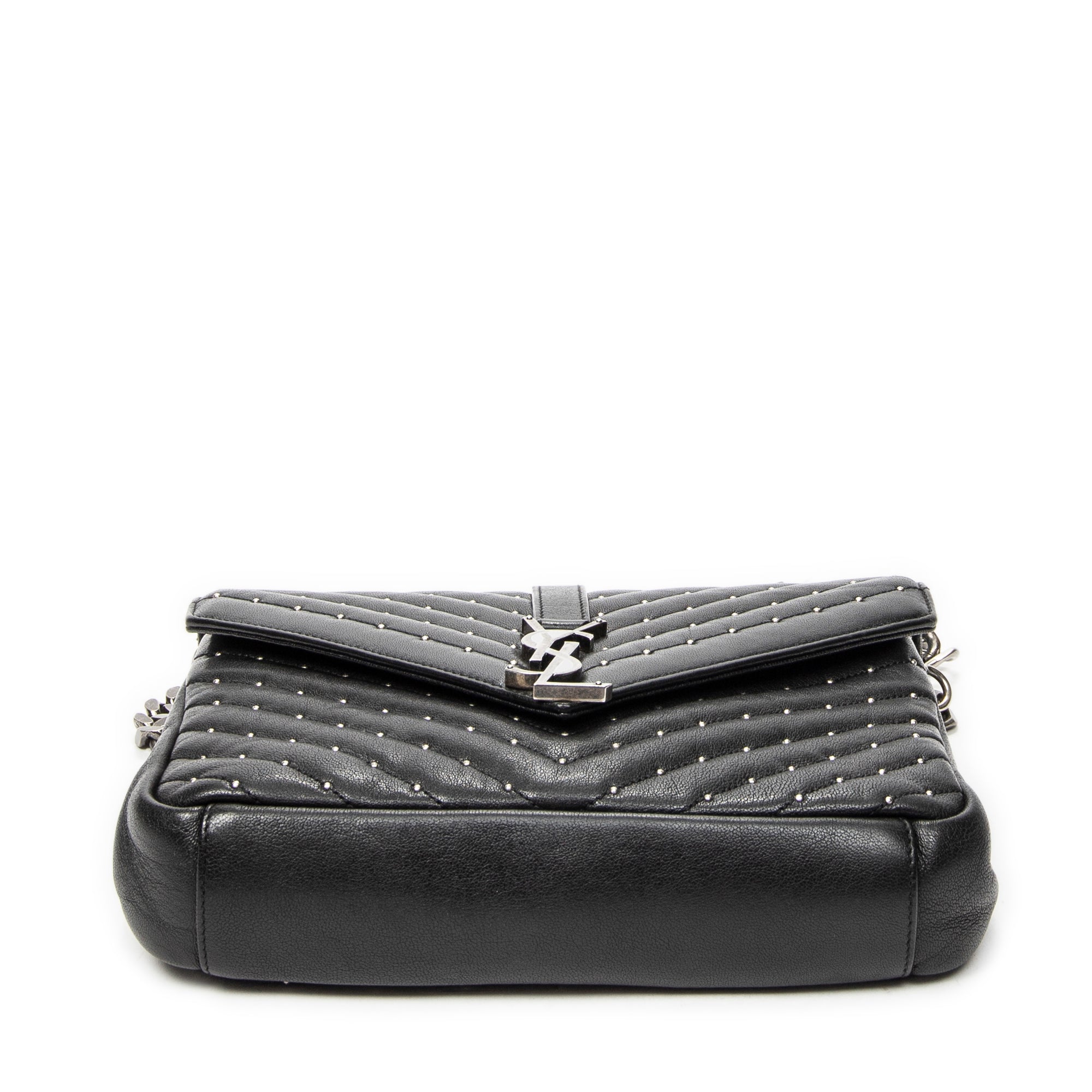 Shoulder Bag Medium College Bag Black Quilted Chevron Leather