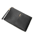 Clutch Cassandre Clutch Black Quilted Chevron Leather