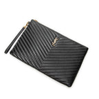 Clutch Cassandre Clutch Black Quilted Chevron Leather