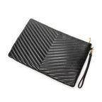 Clutch Cassandre Clutch Black Quilted Chevron Leather