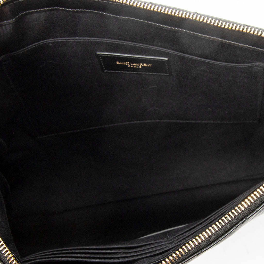 Clutch Cassandre Clutch Black Quilted Chevron Leather