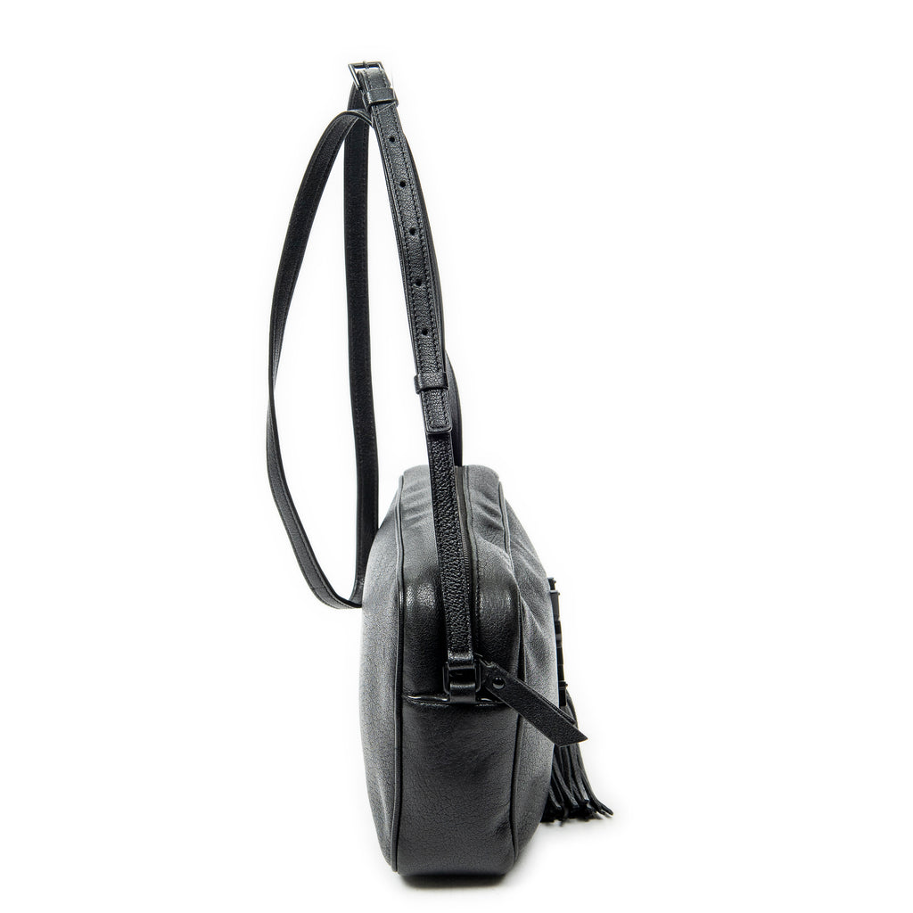 Shoulder Bag Lou Camera Bag Black Goatskin Leather