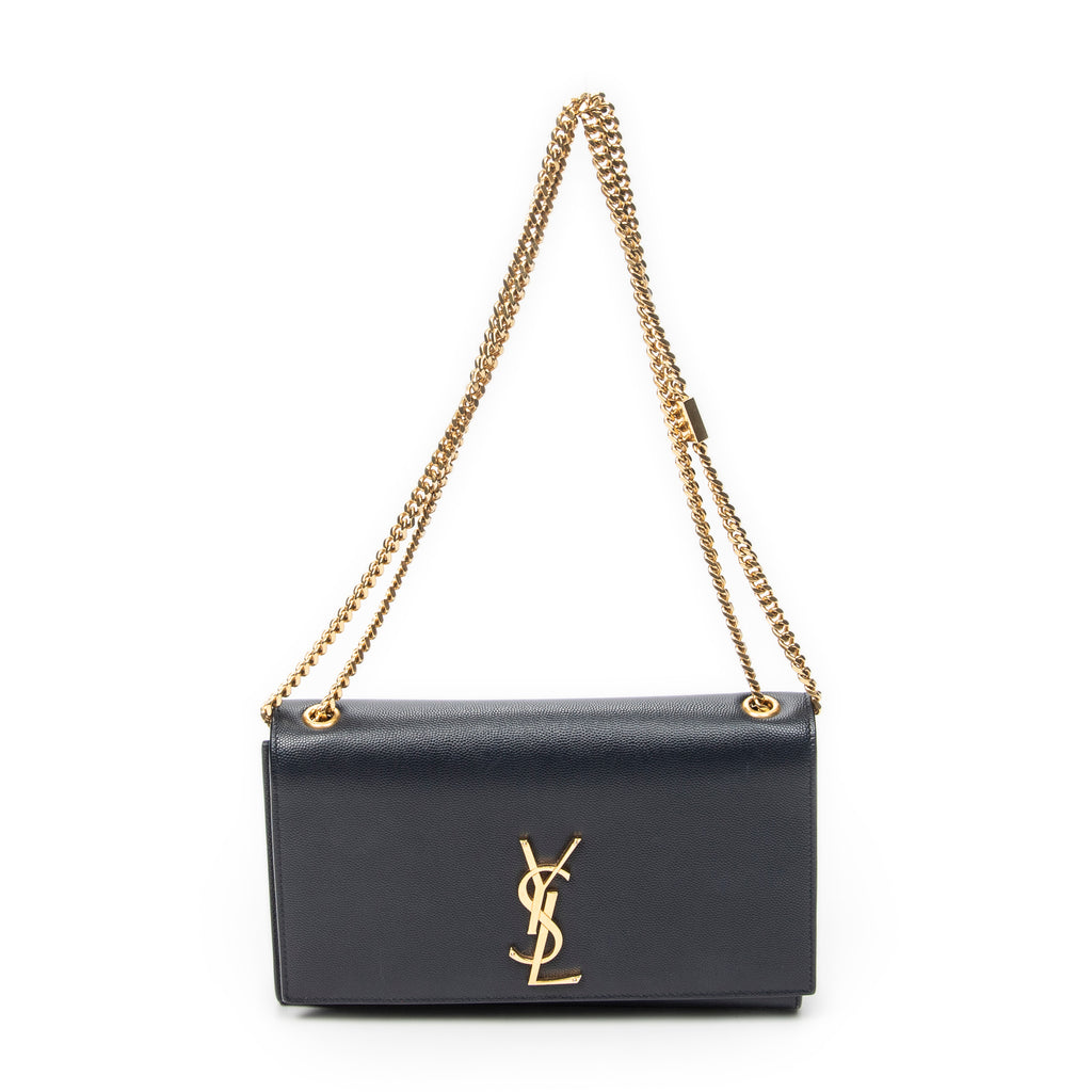 Shoulder Bag Medium Kate Navy Grain de Poudre Leather