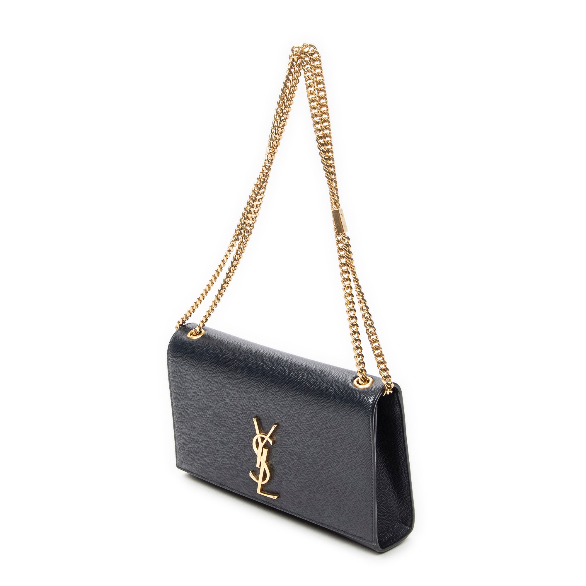 Shoulder Bag Medium Kate Navy Grain de Poudre Leather