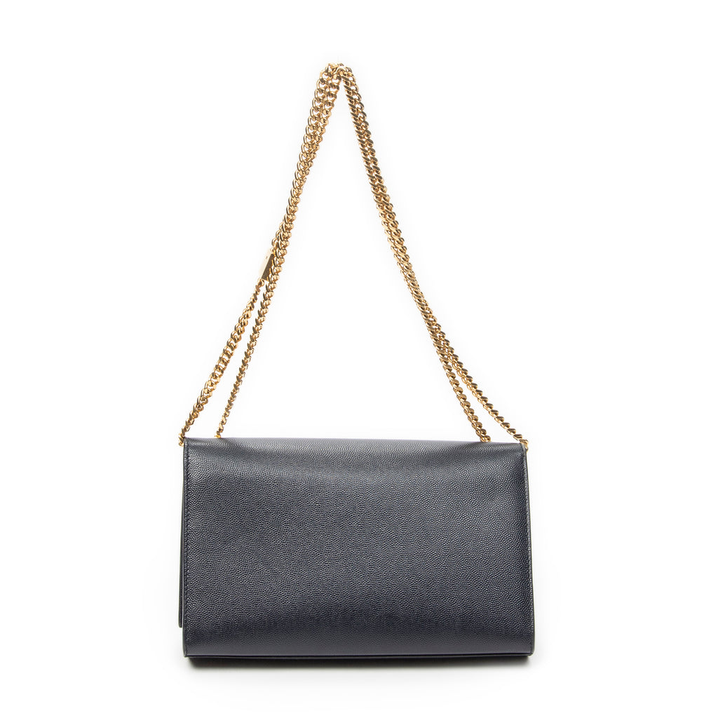 Shoulder Bag Medium Kate Navy Grain de Poudre Leather