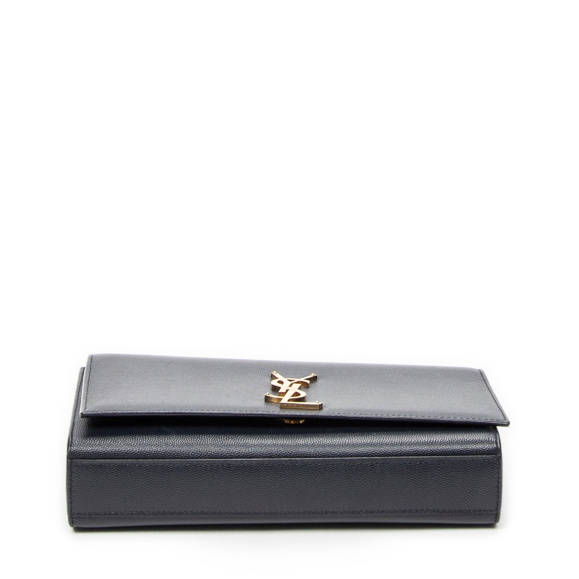 Shoulder Bag Medium Kate Navy Grain de Poudre Leather