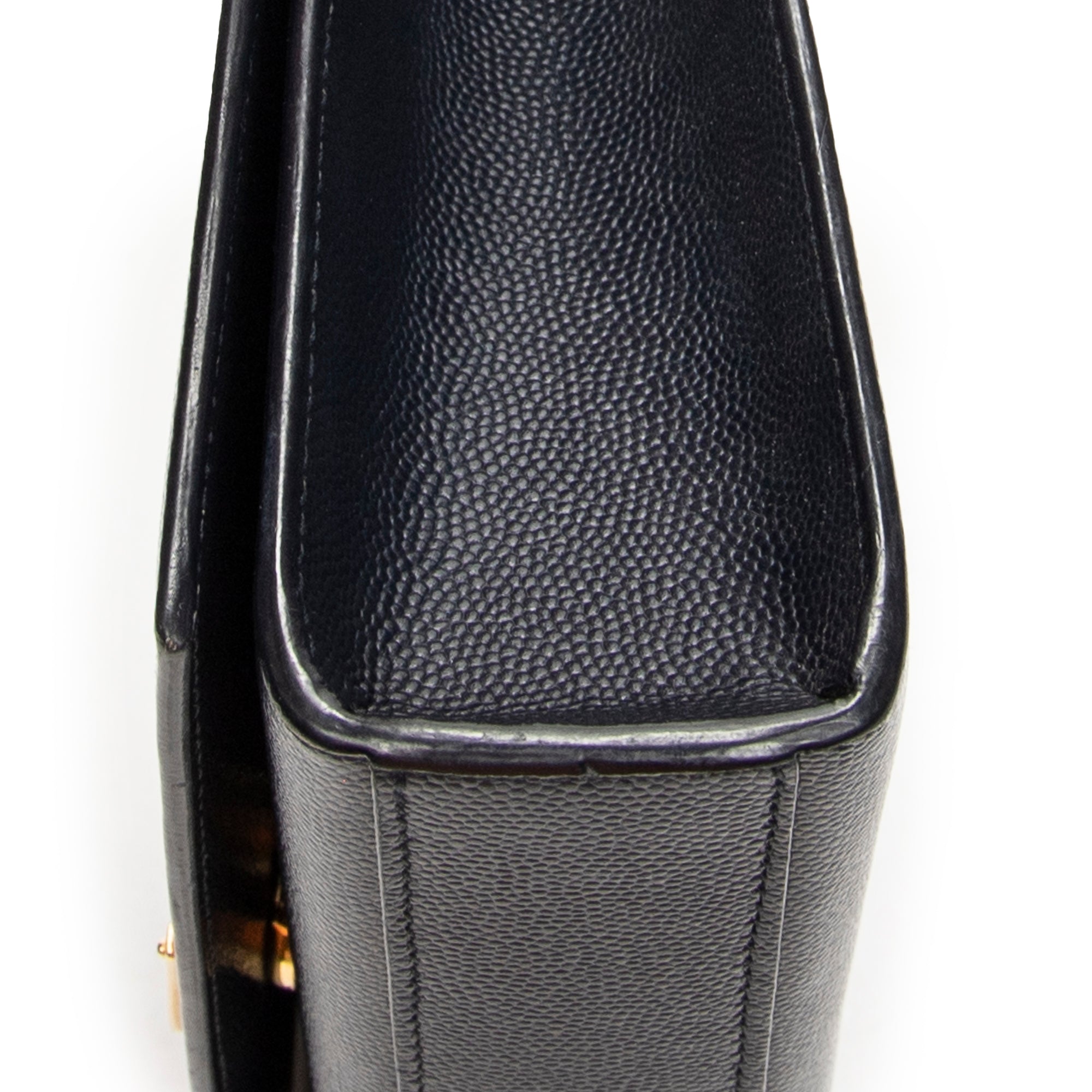 Shoulder Bag Medium Kate Navy Grain de Poudre Leather