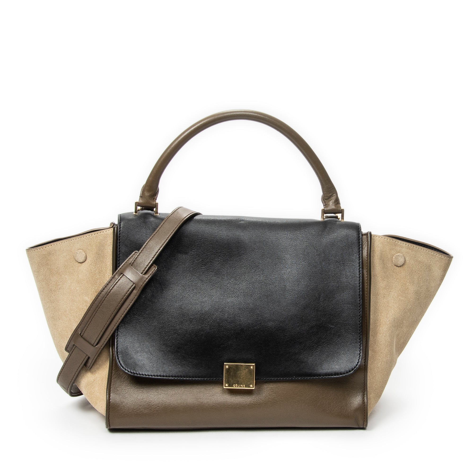 Shoulder Bag Medium Trapeze Black Calfskin Leather