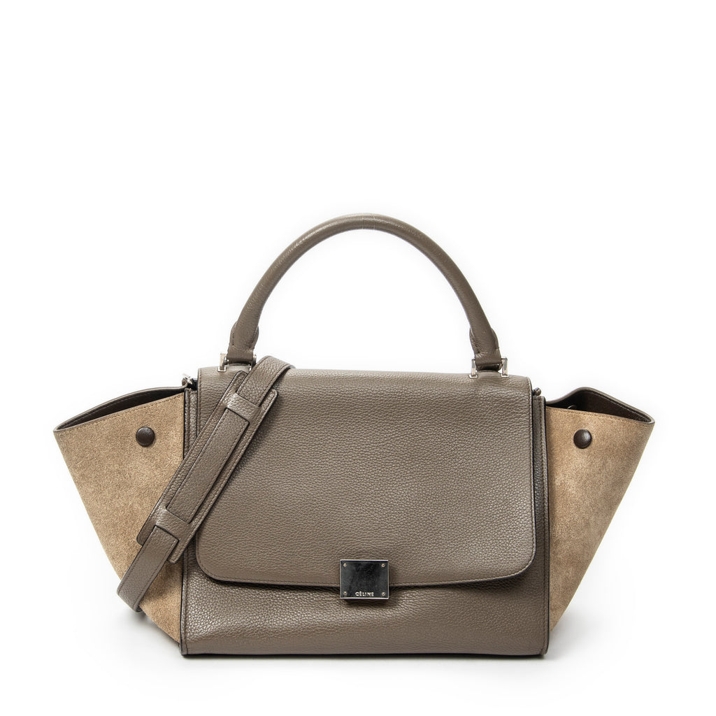 Shoulder Bag Small Trapeze Taupe Grained Calfskin Leather