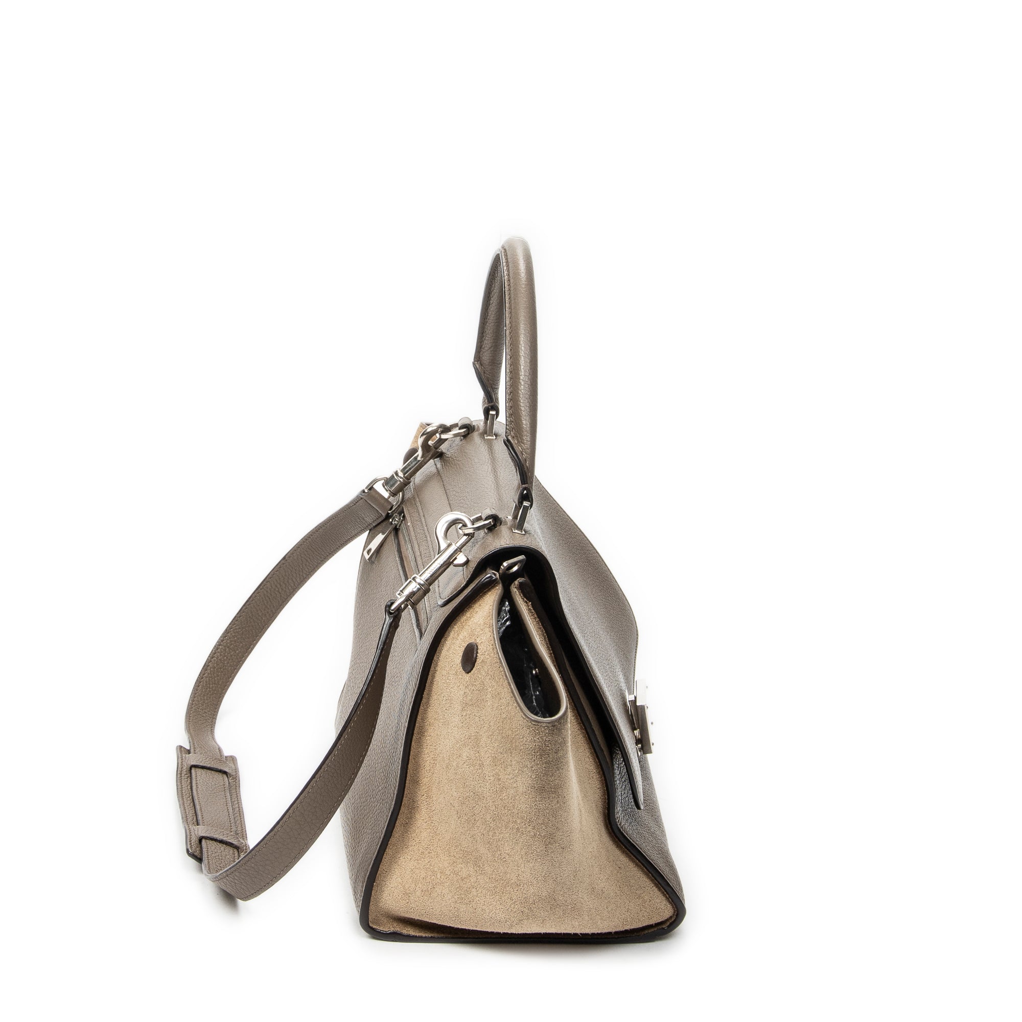 Shoulder Bag Small Trapeze Taupe Grained Calfskin Leather