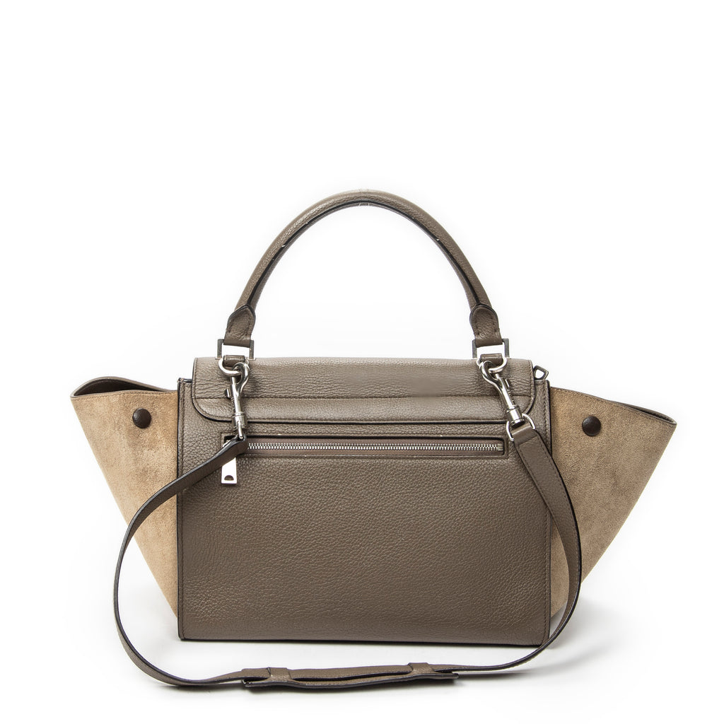 Shoulder Bag Small Trapeze Taupe Grained Calfskin Leather