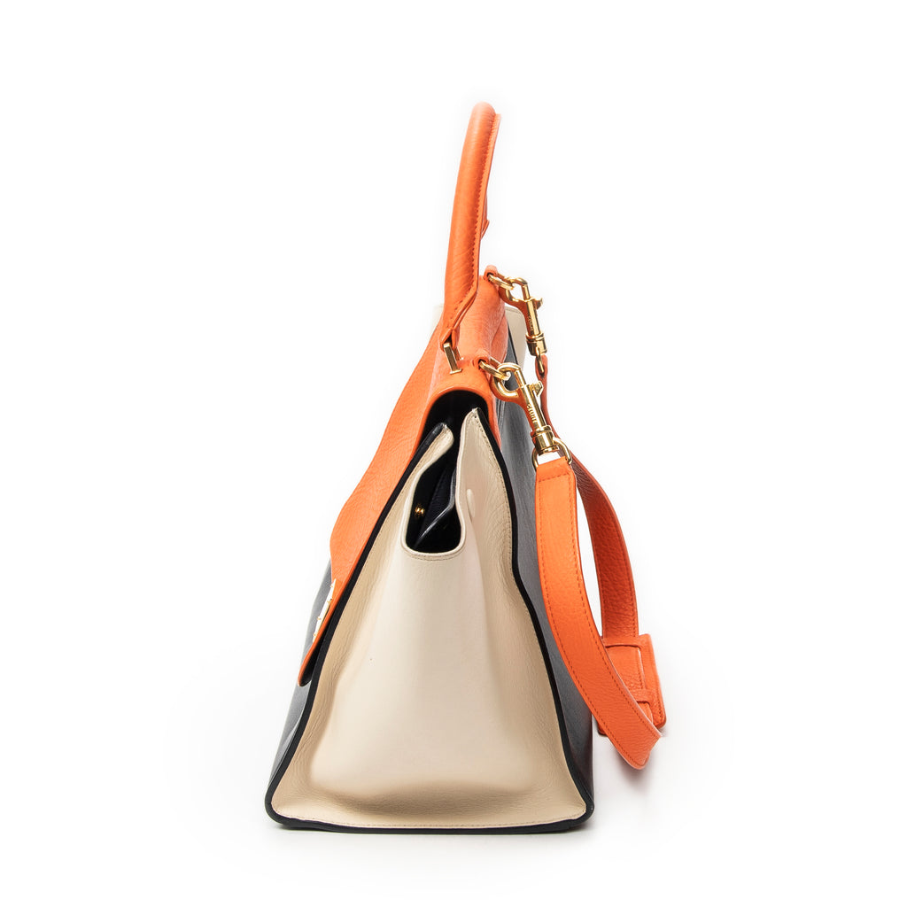 Shoulder Bag Medium Trapeze Orange Calfskin Leather