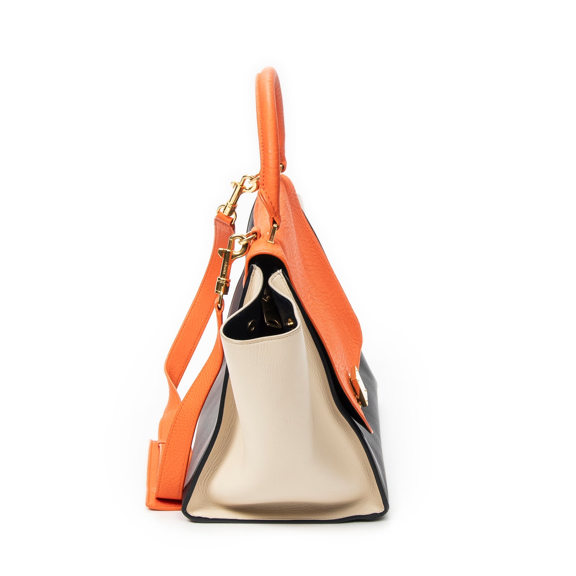 Shoulder Bag Medium Trapeze Orange Calfskin Leather