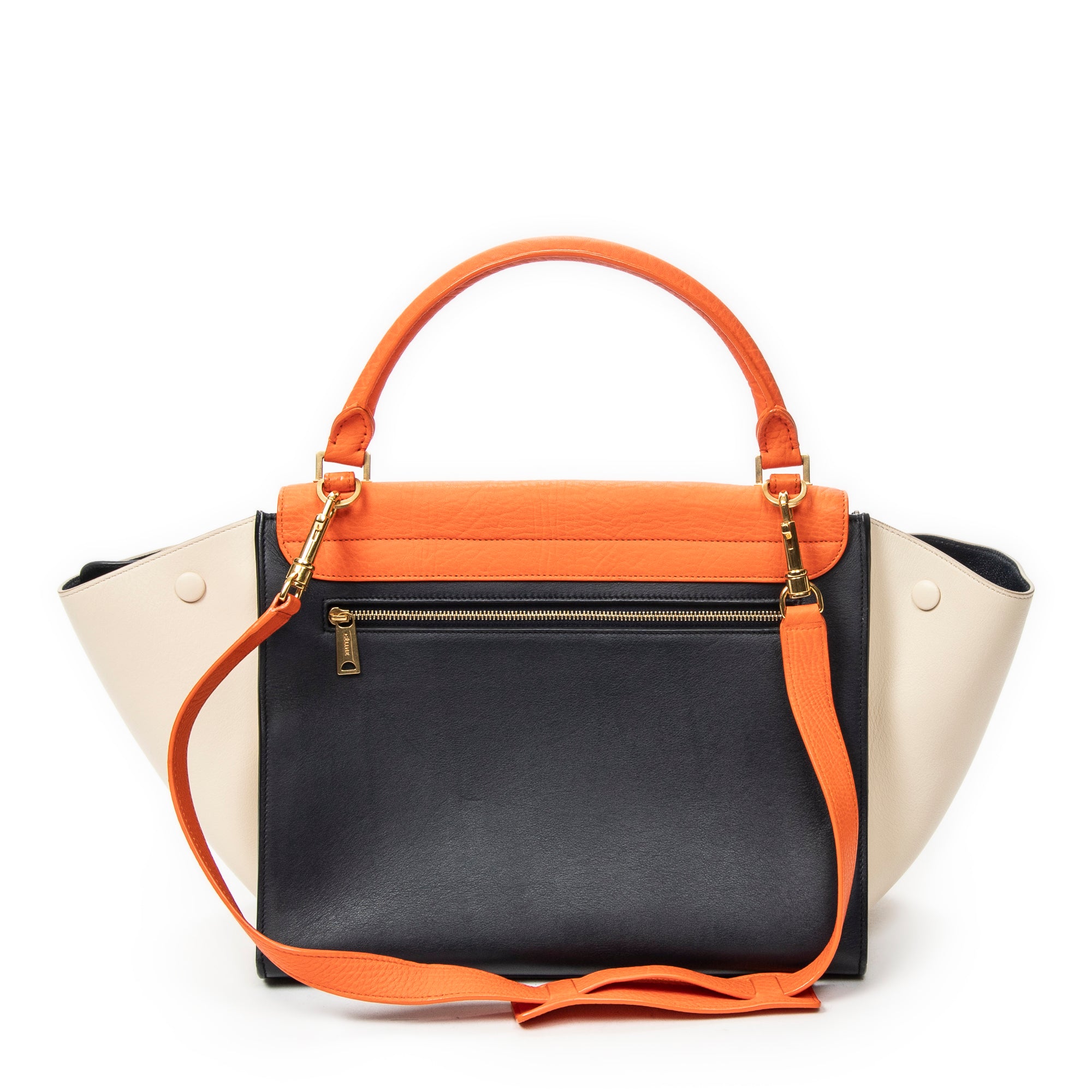 Shoulder Bag Medium Trapeze Orange Calfskin Leather