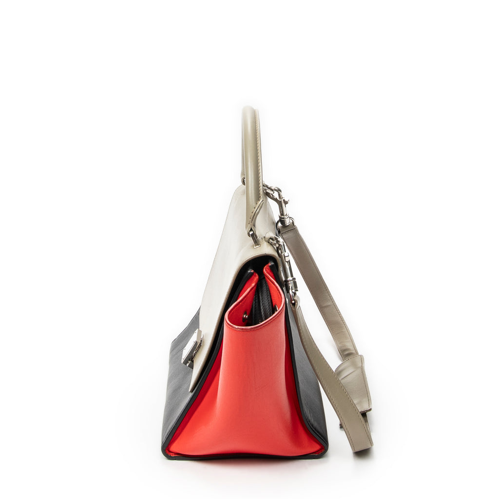 Shoulder Bag Small Trapeze Taupe Calfskin Leather