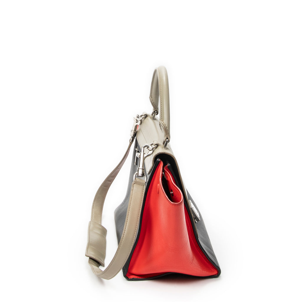 Shoulder Bag Small Trapeze Taupe Calfskin Leather