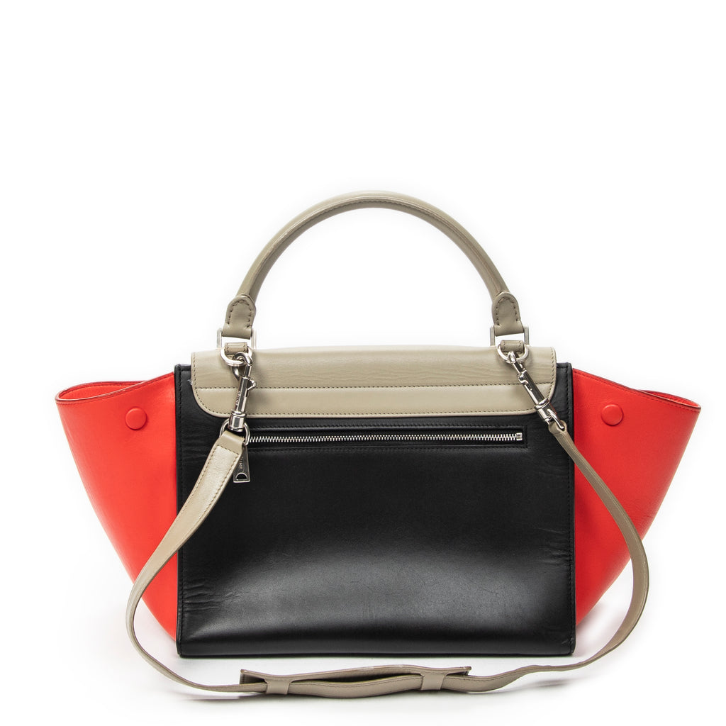 Shoulder Bag Small Trapeze Taupe Calfskin Leather