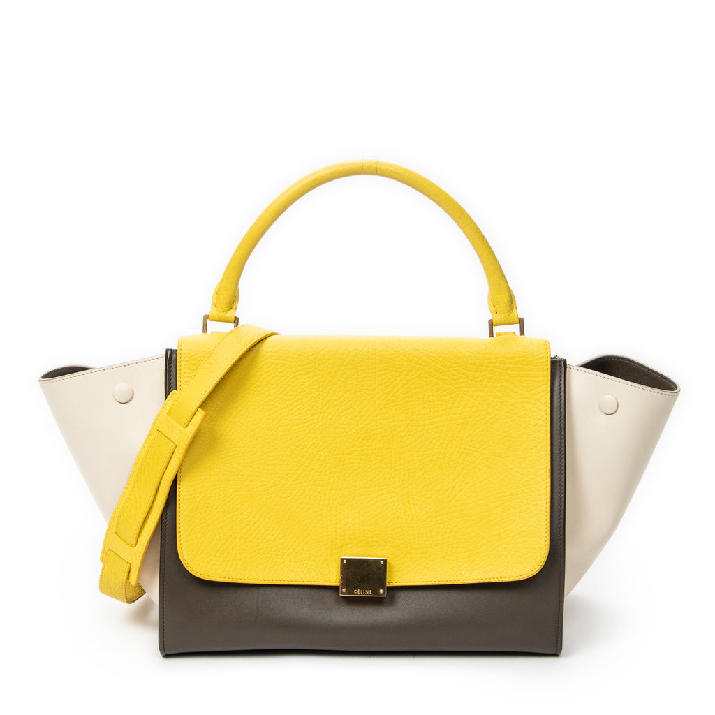Shoulder Bag Medium Trapeze Yellow Calfskin Leather