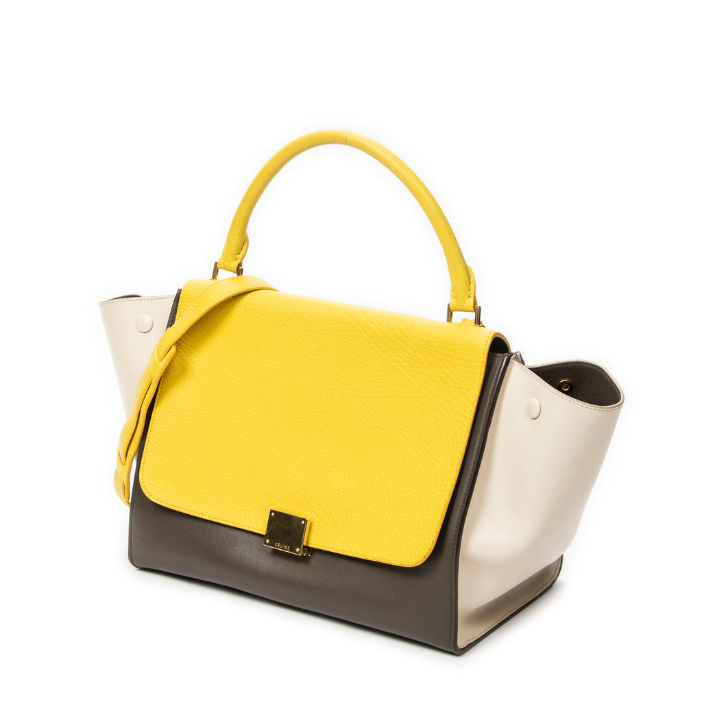 Shoulder Bag Medium Trapeze Yellow Calfskin Leather