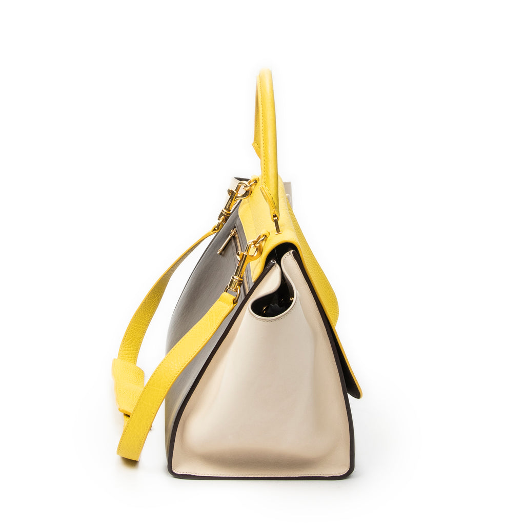 Shoulder Bag Medium Trapeze Yellow Calfskin Leather