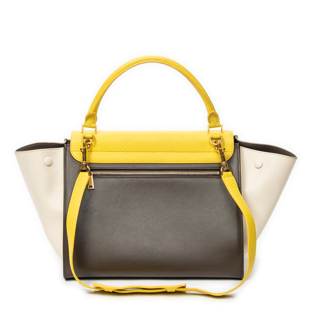 Shoulder Bag Medium Trapeze Yellow Calfskin Leather