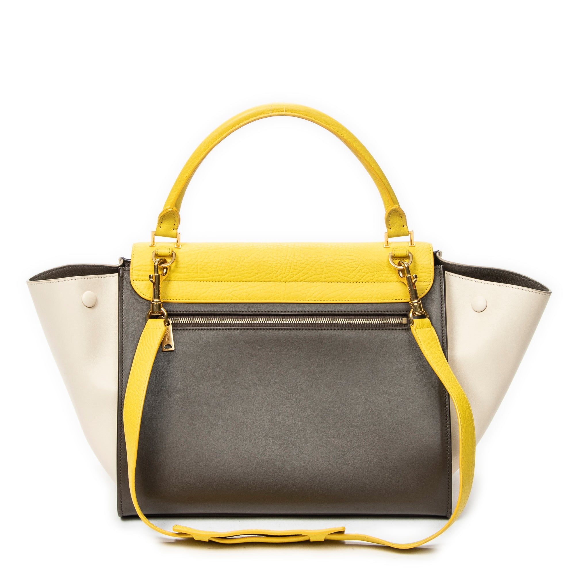 Shoulder Bag Medium Trapeze Yellow Calfskin Leather