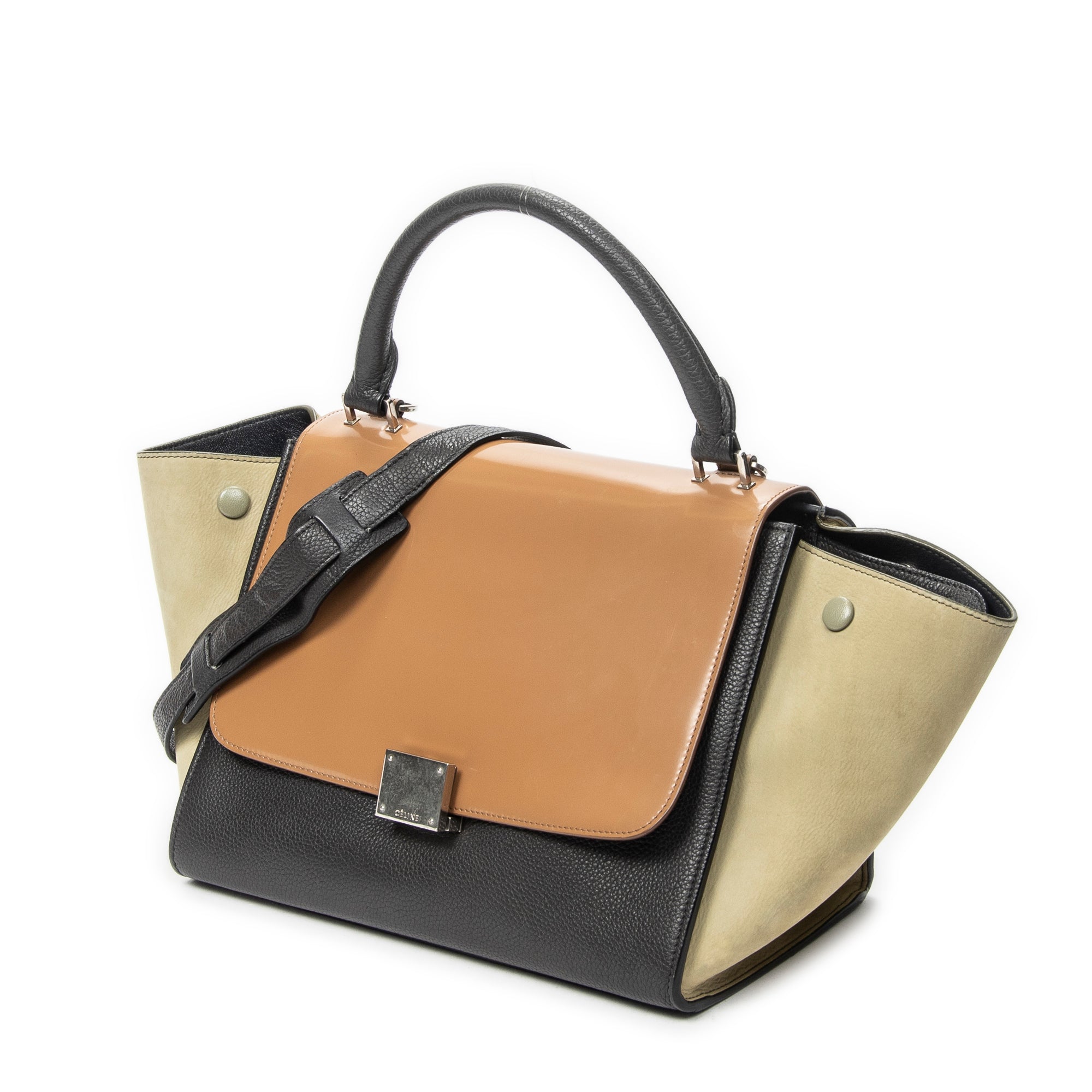 Shoulder Bag Small Trapeze Dark Grey Grained Calfskin Leather