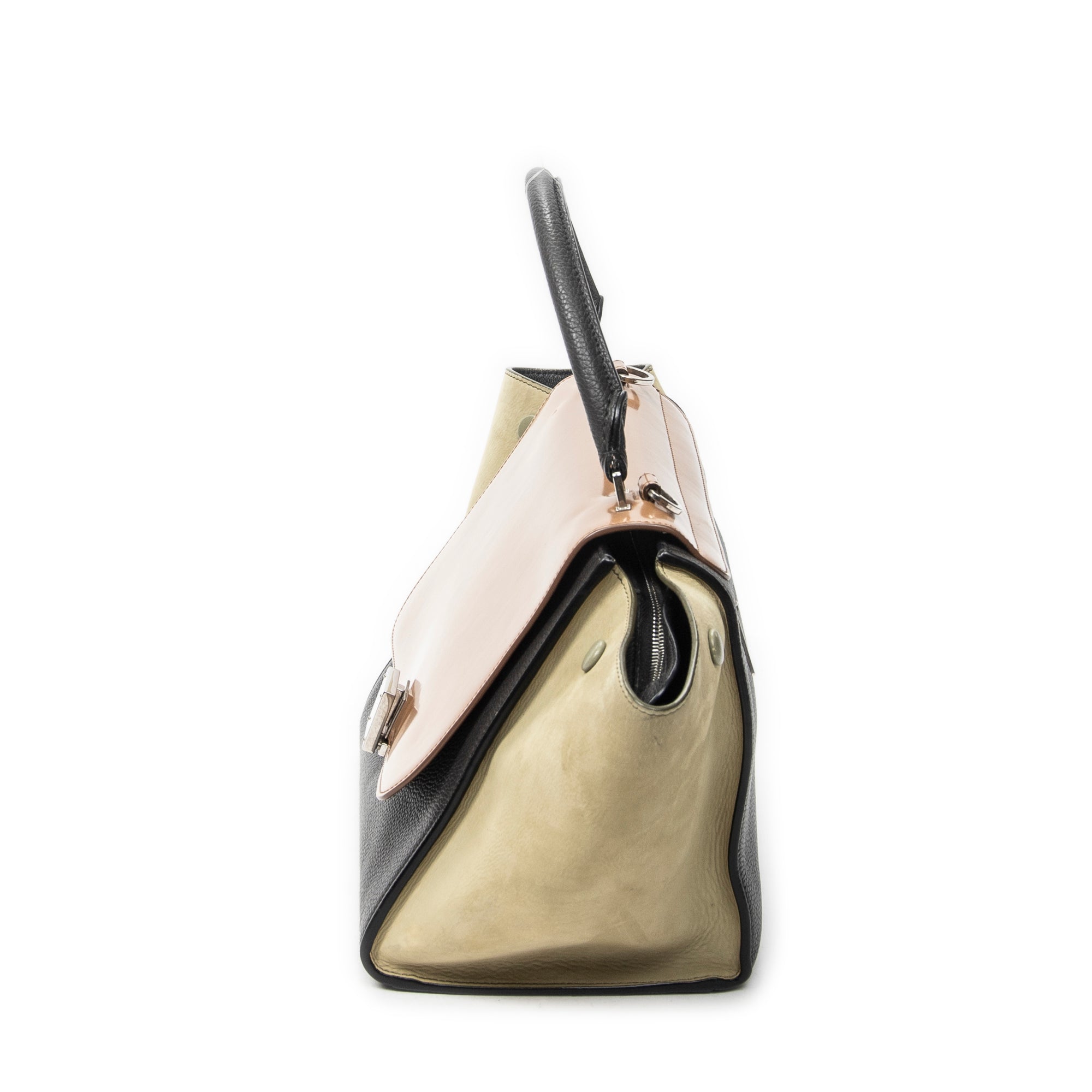 Shoulder Bag Small Trapeze Dark Grey Grained Calfskin Leather