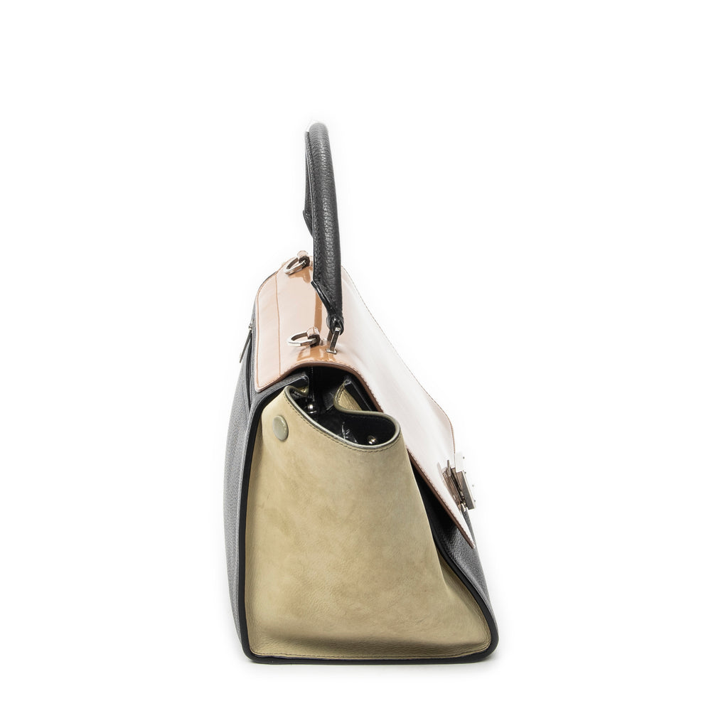 Shoulder Bag Small Trapeze Dark Grey Grained Calfskin Leather