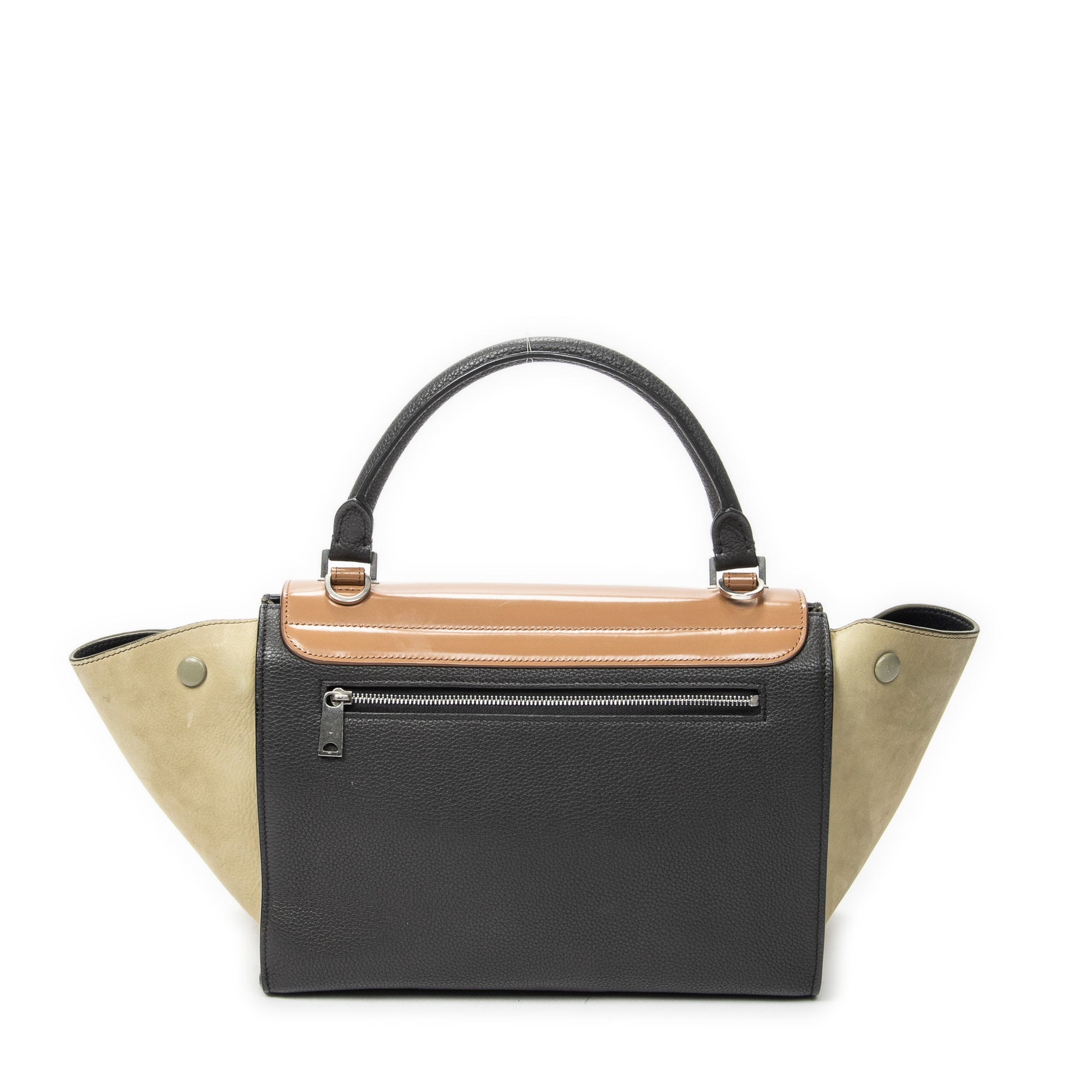Shoulder Bag Small Trapeze Dark Grey Grained Calfskin Leather