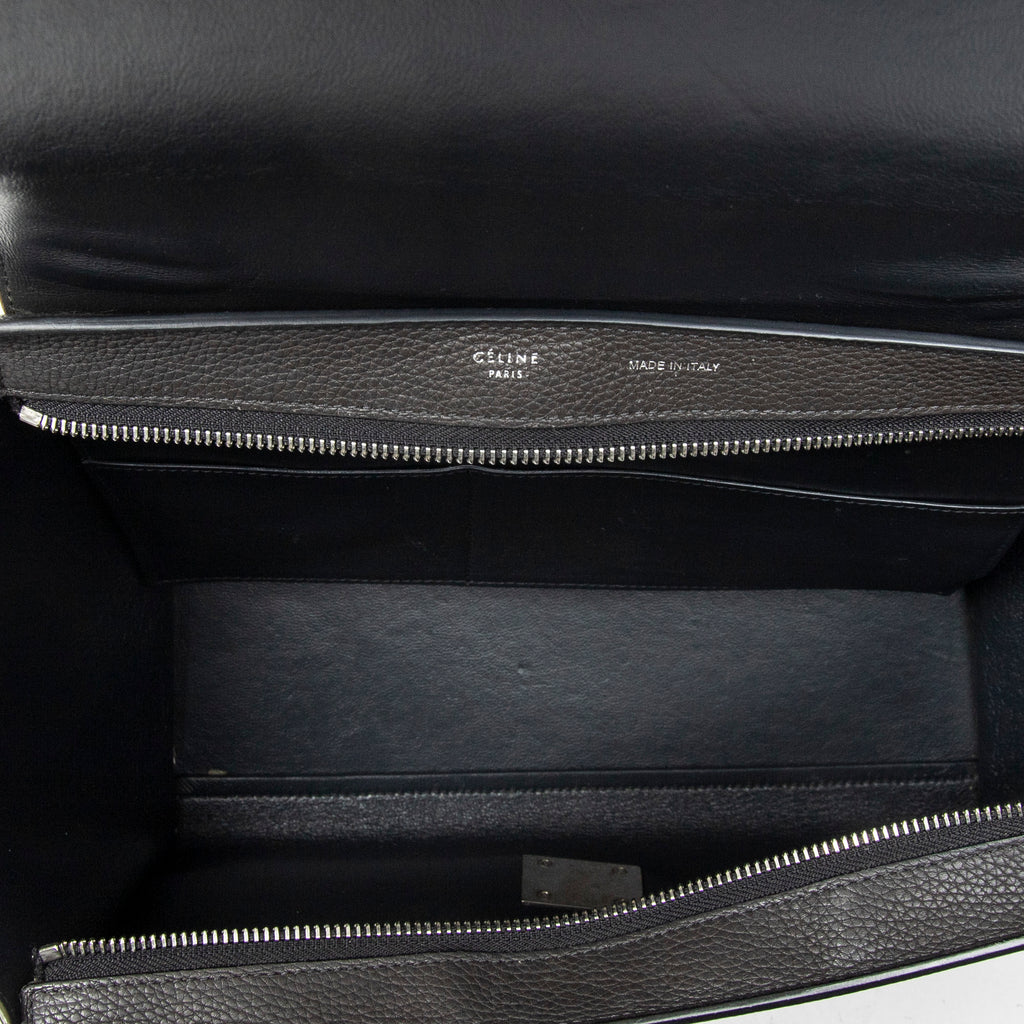 Shoulder Bag Small Trapeze Dark Grey Grained Calfskin Leather